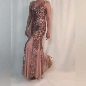 Night Way Collections Rose Gold Sequin Maxi Dress